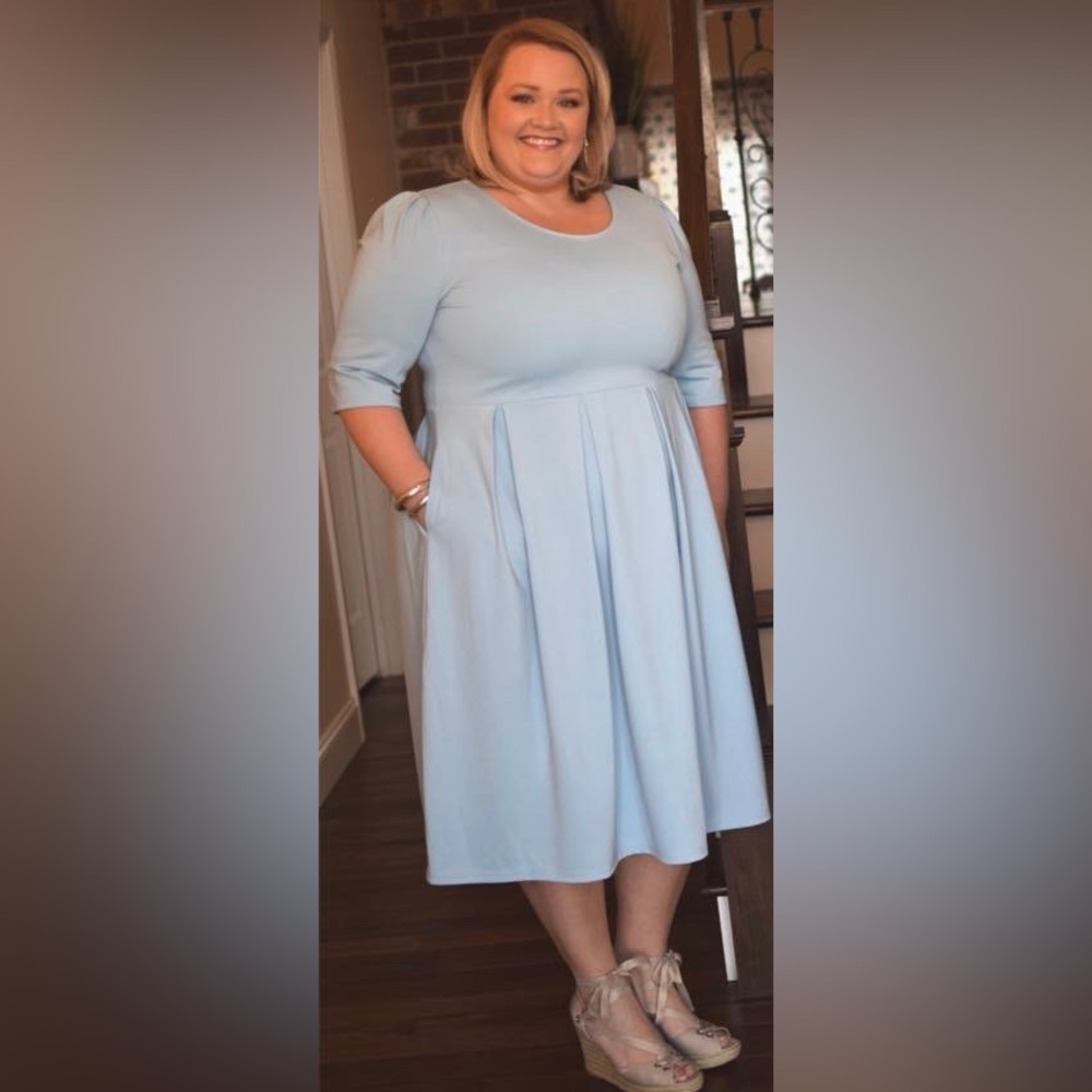 Little Bird Blue Pleated Dress - HAS POCKETS!!!